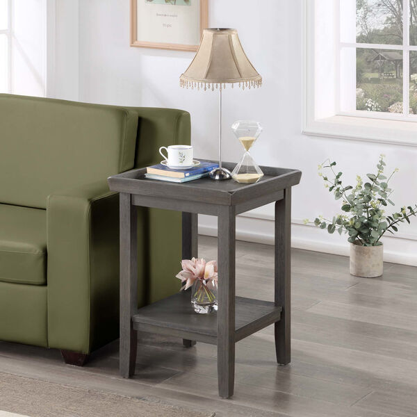 Ledgewood Wirebrush Dark Gray End Table with Shelf, image 2