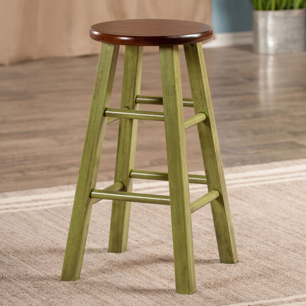 Ivy Rustic Green and Walnut Counter Stool, image 5