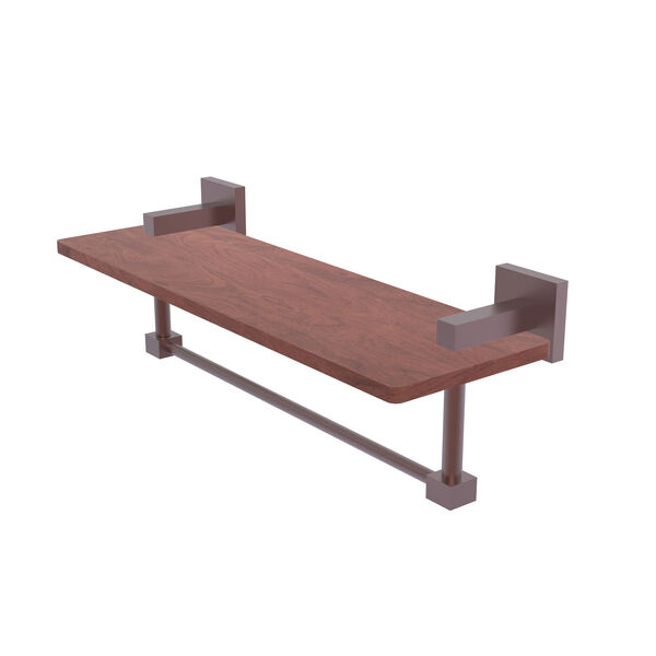 Montero Antique Copper 16-Inch Solid IPE Ironwood Shelf with Integrated Towel Bar, image 1