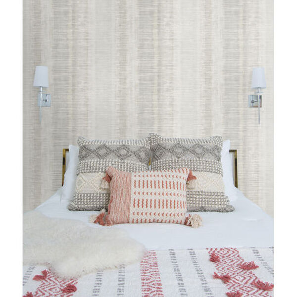 Boho Rhapsody Gray Mist and Ivory Tikki Natural Ombre Unpasted Wallpaper, image 1