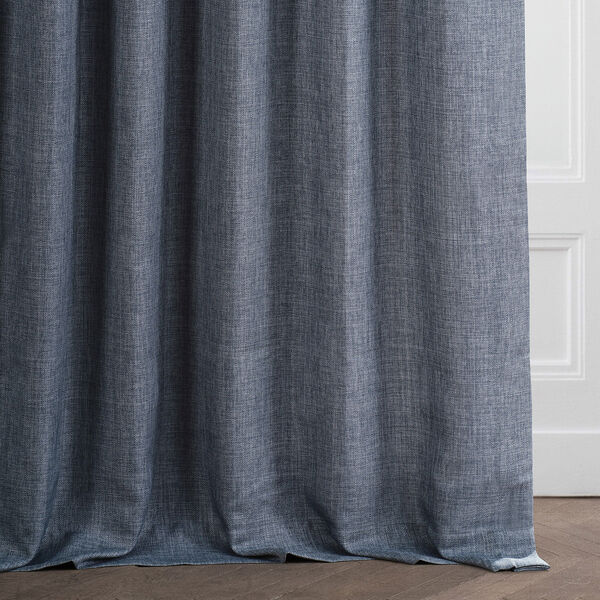 Sweden Blue Italian Faux Linen Single Panel Curtain, image 5