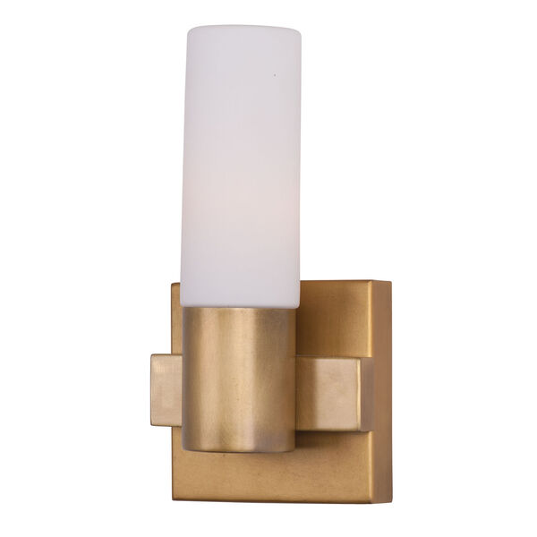 Contessa Natural Aged Brass One Light Wall Sconce with Satin White Glass Shade, image 1