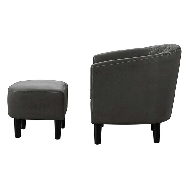 Take A Seat Dark Gray Microfiber Roosevelt Accent Chair with Ottoman, image 5