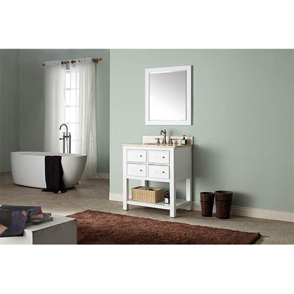Brooks White 30-Inch Vanity Combo with Galala Beige Marble Top, image 3