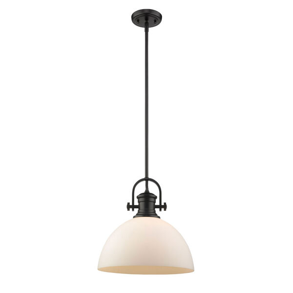 Afton Black 14-Inch One-Light Pendant with Opal Glass, image 2
