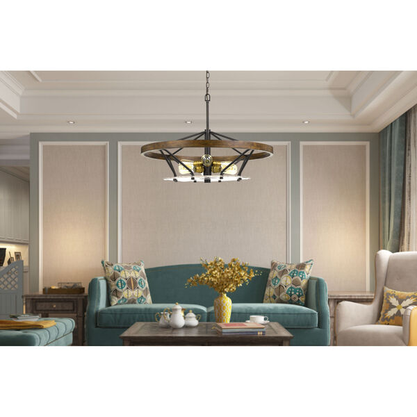 Sherrill Bronze and Natural Six-Light Chandelier, image 2