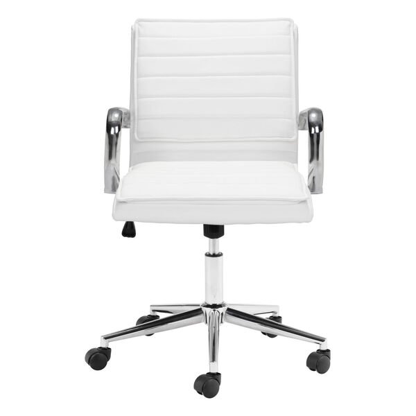 Partner White and Chrome Office Chair, image 3