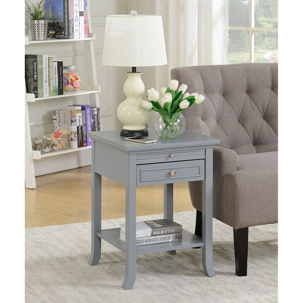 American Heritage Gray Logan End Table with Drawer and Slide, image 1