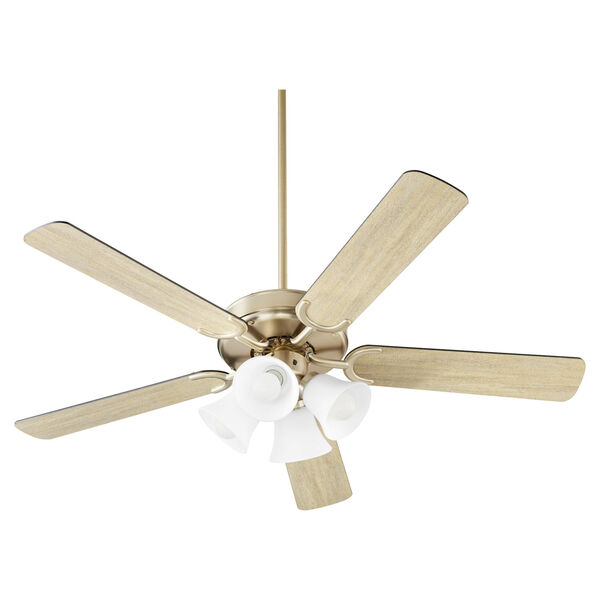 Virtue Aged Brass Four-Light 52-Inch Ceiling Fan with Satin Opal Glass, image 1
