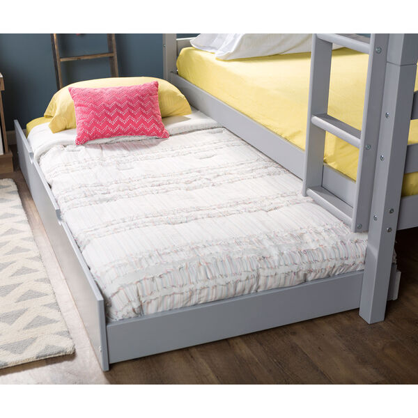 Solid Wood Twin Trundle Bed Only (bunk beds sold separately) - Grey, image 1