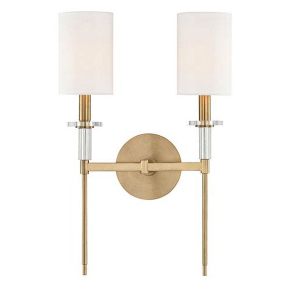 William Aged Brass Two-Light Wall Sconce, image 1