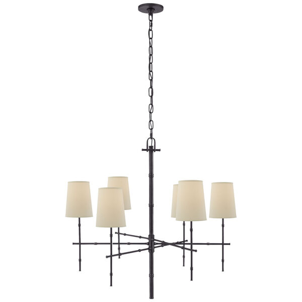 Grenol Medium Modern Bamboo Chandelier in Bronze with Natural Percale Shades by Studio VC, image 1