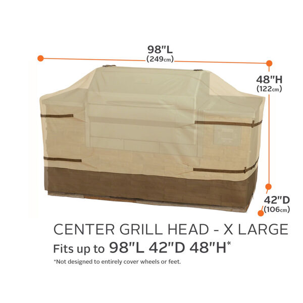 Ash Beige and Brown BBQ Grill Cover for 98-Inch Island with Center Grill Head, image 4