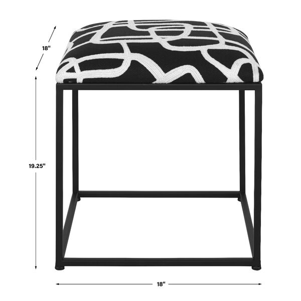 Twists And Turns Black and White Fabric Accent Stool, image 4