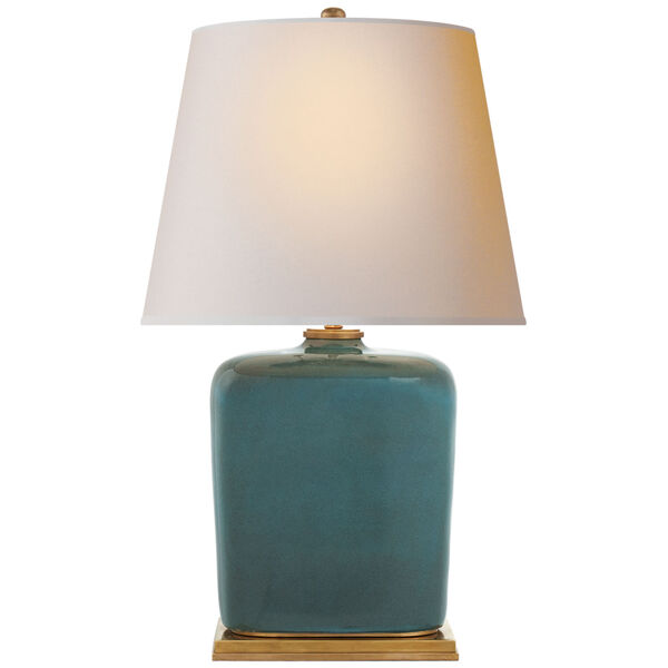 Mimi Table Lamp in Oslo Blue with Natural Paper Shade by Thomas O'Brien, image 1