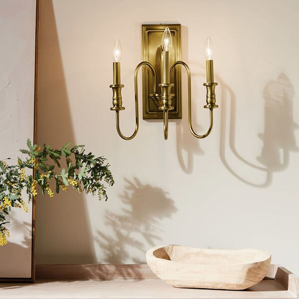 Homestead Natural Brass Three-Light Wall Sconce, image 2