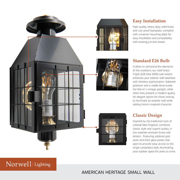 American Heritage Black One-Light Outdoor Wall Lantern, image 7