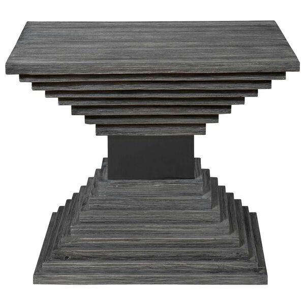 Andes Gray and Black Nickel Wooden Geometric Accent Table, image 1