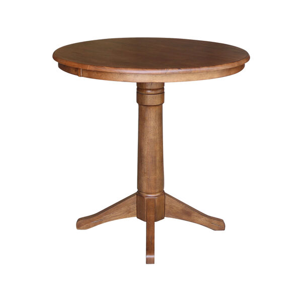Distressed Oak 36-Inch Round Top Counter Height Pedestal Table, image 2