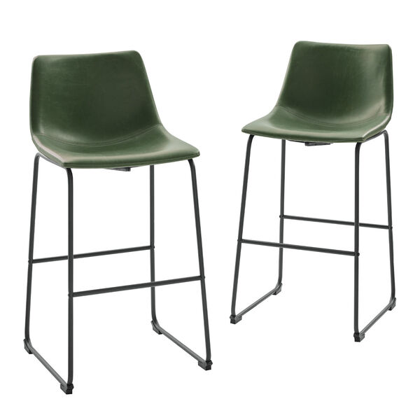 Green Faux Leather Barstool, Set of Two, image 3