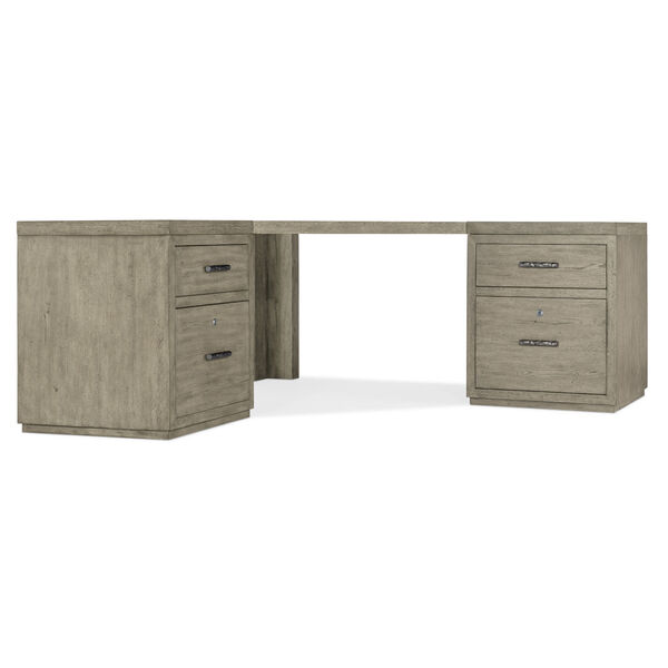 Linville Falls Smoked Gray Corner Desk with Two Files, image 1