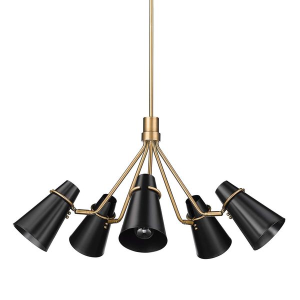 Reeva Modern Brass Black Five-Light Chandelier, image 2