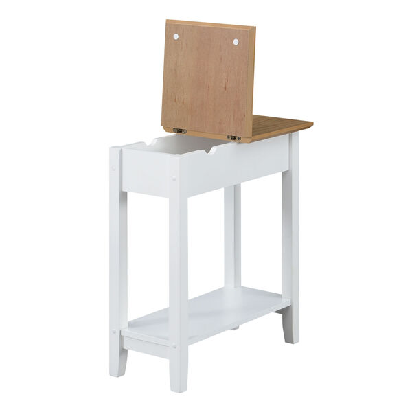 American Heritage Driftwood and White Flip Top End Table with Charging Station, image 4