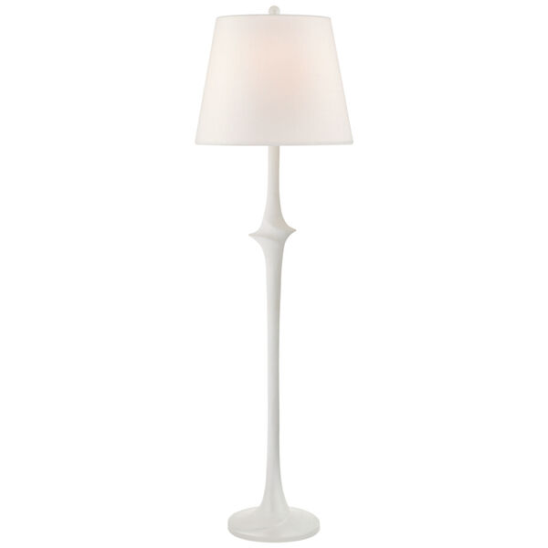 Bates Large Sculpted Floor Lamp in Matte White with Linen Shade by Chapman  and  Myers, image 1