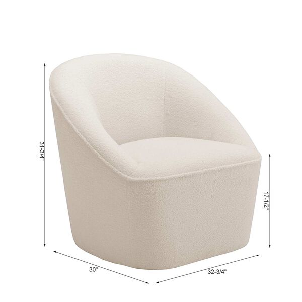 Andria Milky White Boucle Swivel Chair, image 3