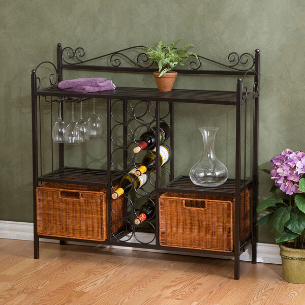 Celtic Grey Bakers Rack with Wine Storage, image 3
