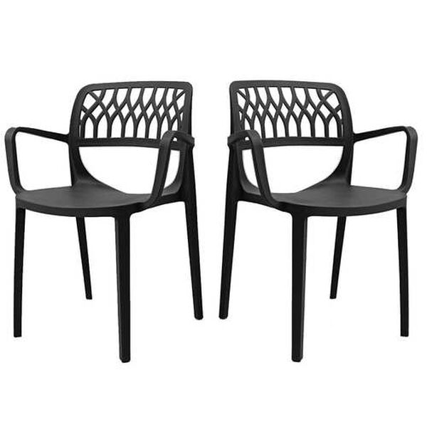 Elsa Anthracite Outdoor Stackable Armchair, Set of Four, image 1