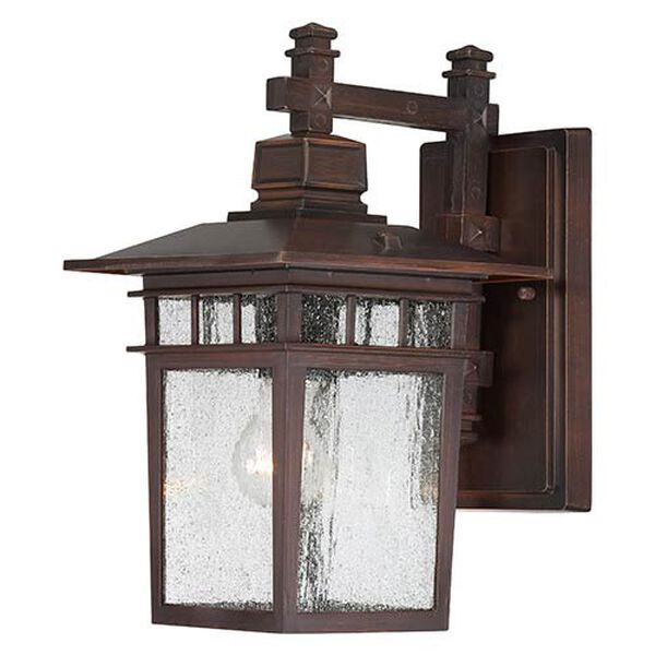 Cove Neck Rustic Bronze One-Light 14-Inch High Outdoor Wall Lantern with Clear Seeded Glass, image 1