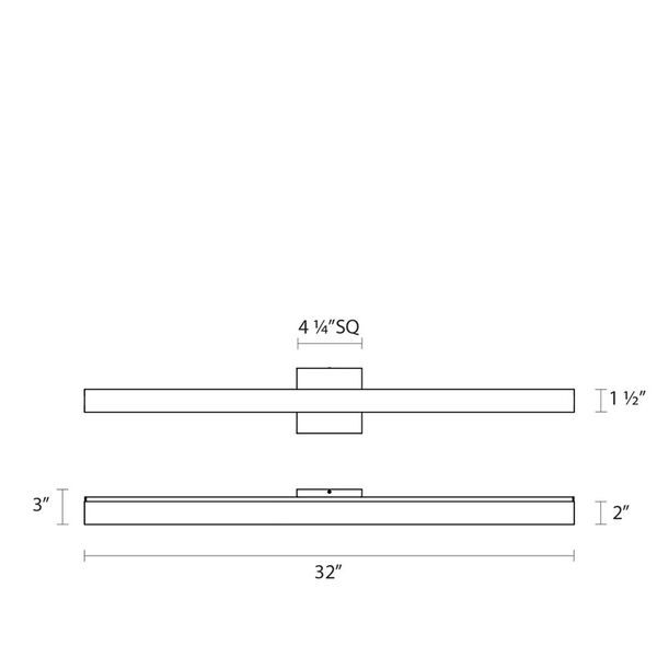 SQ-bar Satin Nickel LED 32-Inch Bath Fixture Strip, image 5