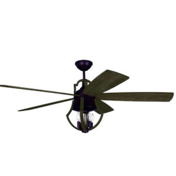 Winton Aged Bronze Brushed 56-Inch Three-Light Ceiling Fan with Five Blades, image 1