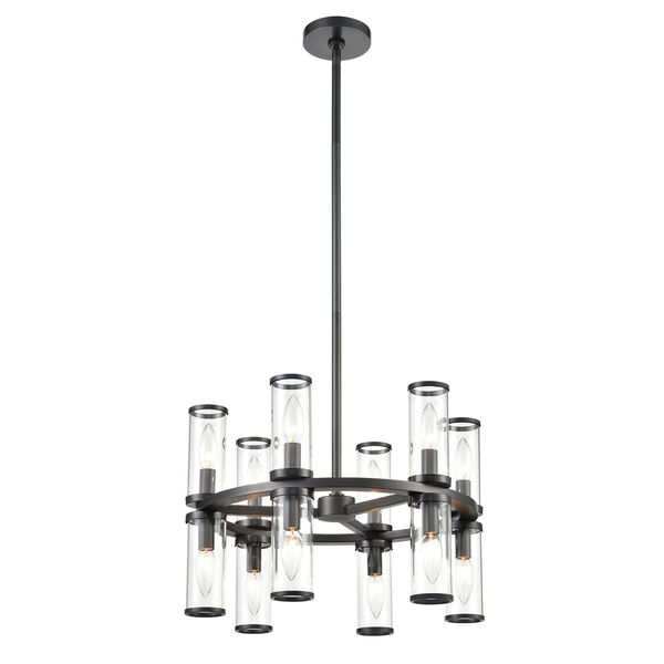Revolve Urban Bronze 19-Inch 12-Light Chandelier with Clear Glass, image 1