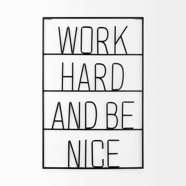 Black Work Hard and Be Nice Sign Wall Hanging, image 2