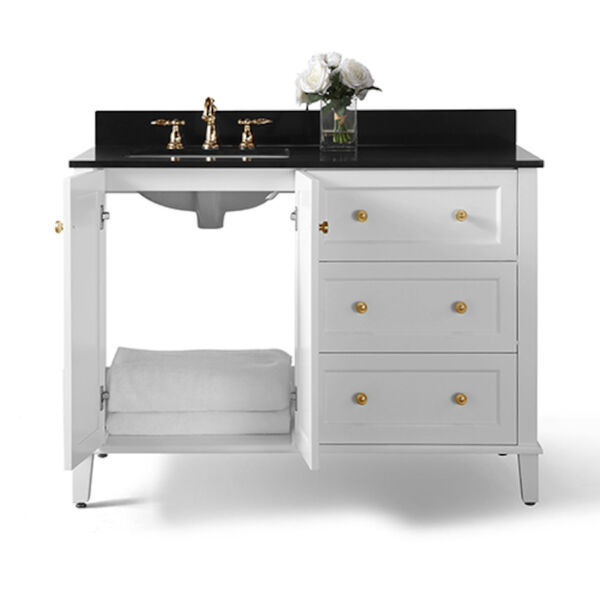 Hannah White 48-Inch Left Basin Vanity Console with Gold Hardware, image 6