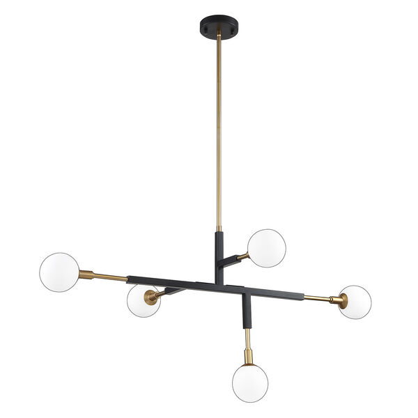 Ambience Black and Brass Five-Light Pendant, image 1