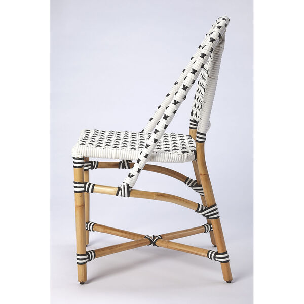 Tenor White and Black Rattan Side Chair, image 4