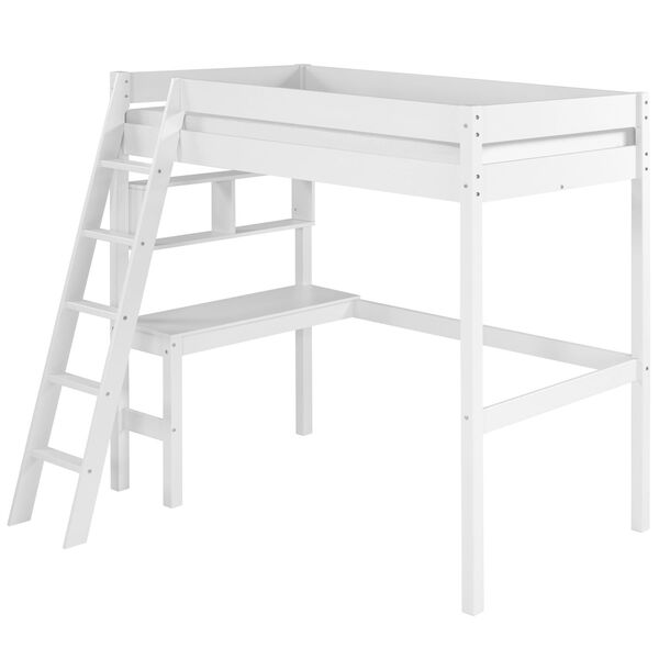 Swan White Twin Loft Bed with Desk, image 3