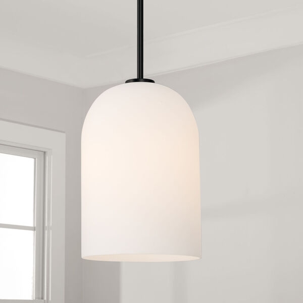 Lawson Matte Black One-Light Pendant with Soft White Glass, image 3