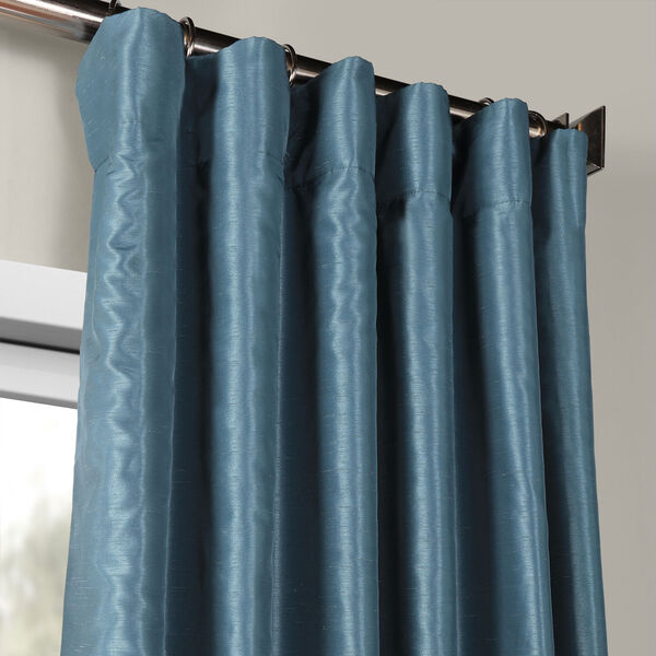 Nassau Blue 96 x 50-Inch Vintage Textured Faux Dupioni Silk Curtain Single Panel, image 2