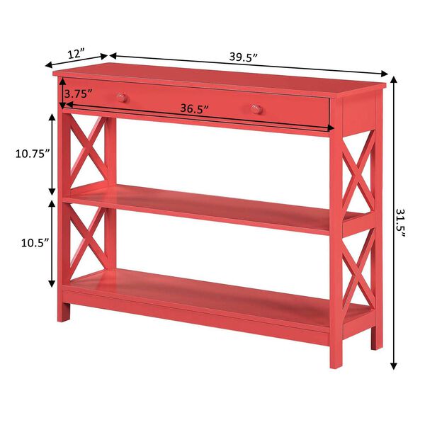 Oxford One Drawer Console Table in Coral, image 3