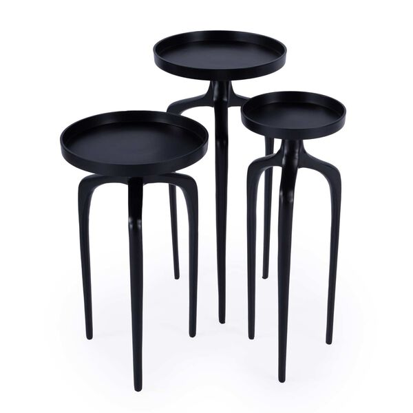 Emilie Black Outdoor Scatter Table, Set of Three, image 1