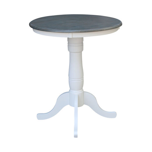White and Heather Gray 30-Inch Width x 35-Inch Height Round Top Counter Height Pedestal Table, image 2