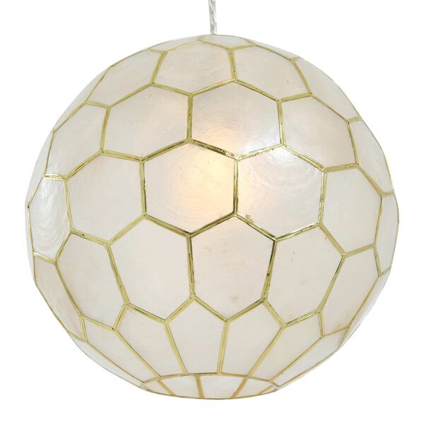 White and Antique Gold One-Light 14-Inch Pendant, image 6