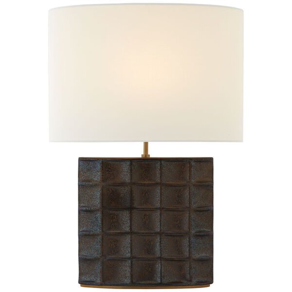 Struttura Medium Table Lamp in Crystal Bronze with Linen Shade by Kelly Wearstler, image 1