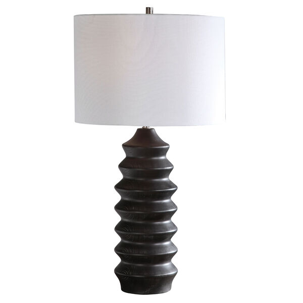 Mendocino Rustic Black One-Light Table Lamp with Round Drum Hardback Shade, image 7