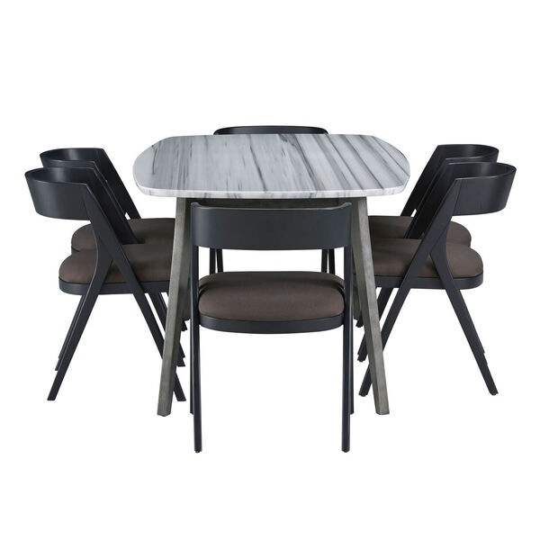 Benedict Grey Marble Top Dining Set with Calvin Chairs, image 3