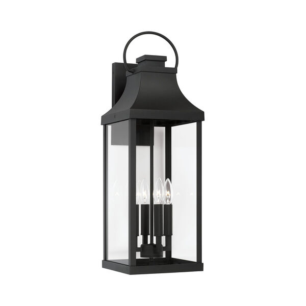 Bradford Black Outdoor Four-Light Extra Wall Lantern with Clear Glass, image 1